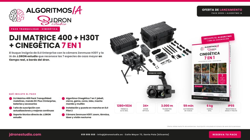 Pack DJI Matrice 400 + Zenmuse H30T + IA Cinegética 7 en 1