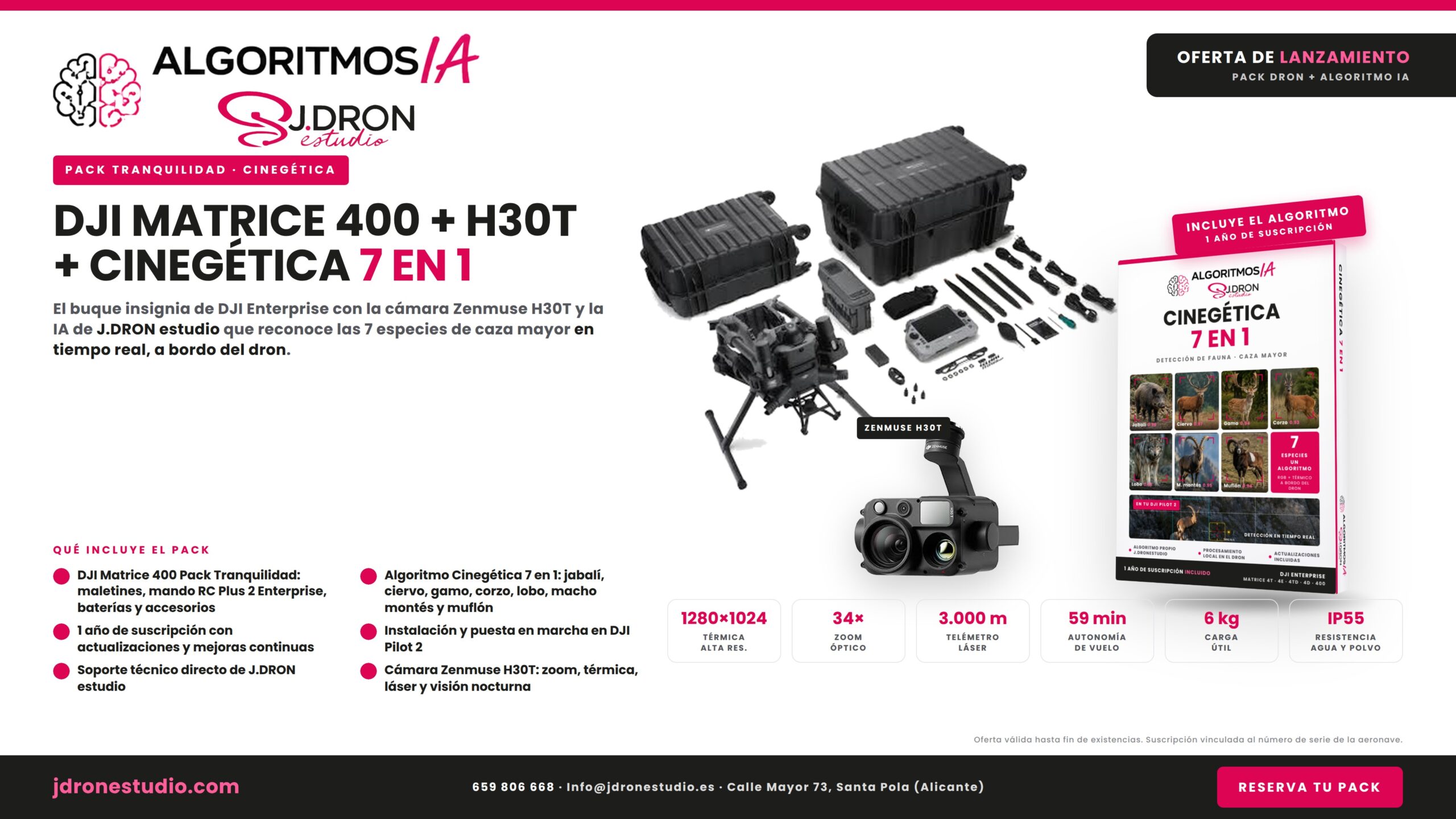 Pack DJI Matrice 400 + Zenmuse H30T + IA Cinegética 7 en 1
