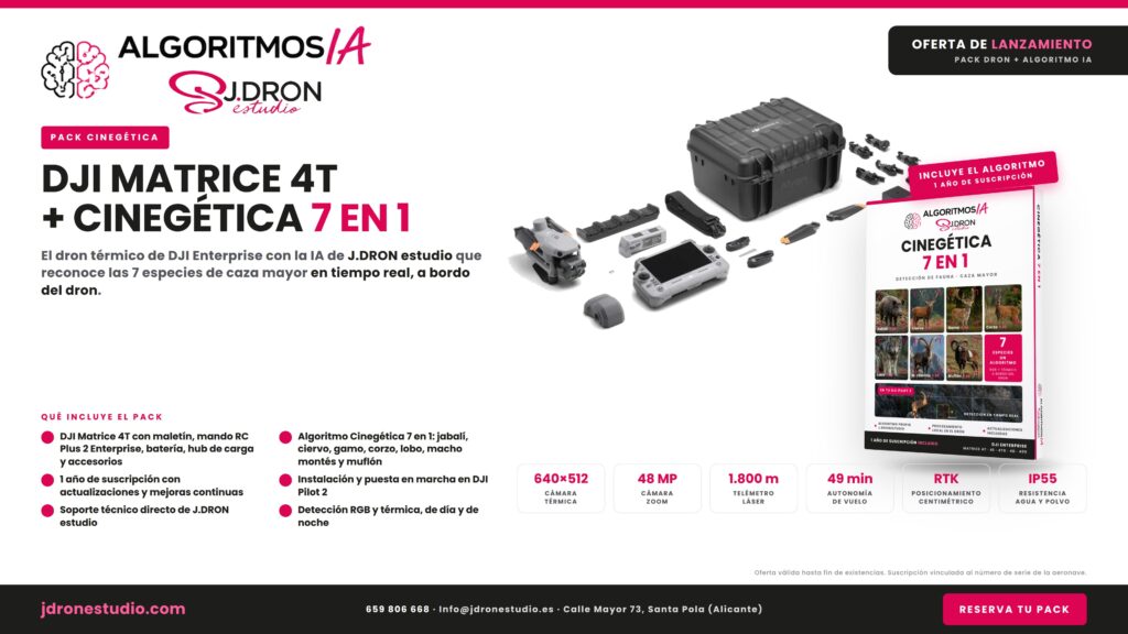 Pack DJI Matrice 4T + 1 batería + IA Cinegética 7 en 1