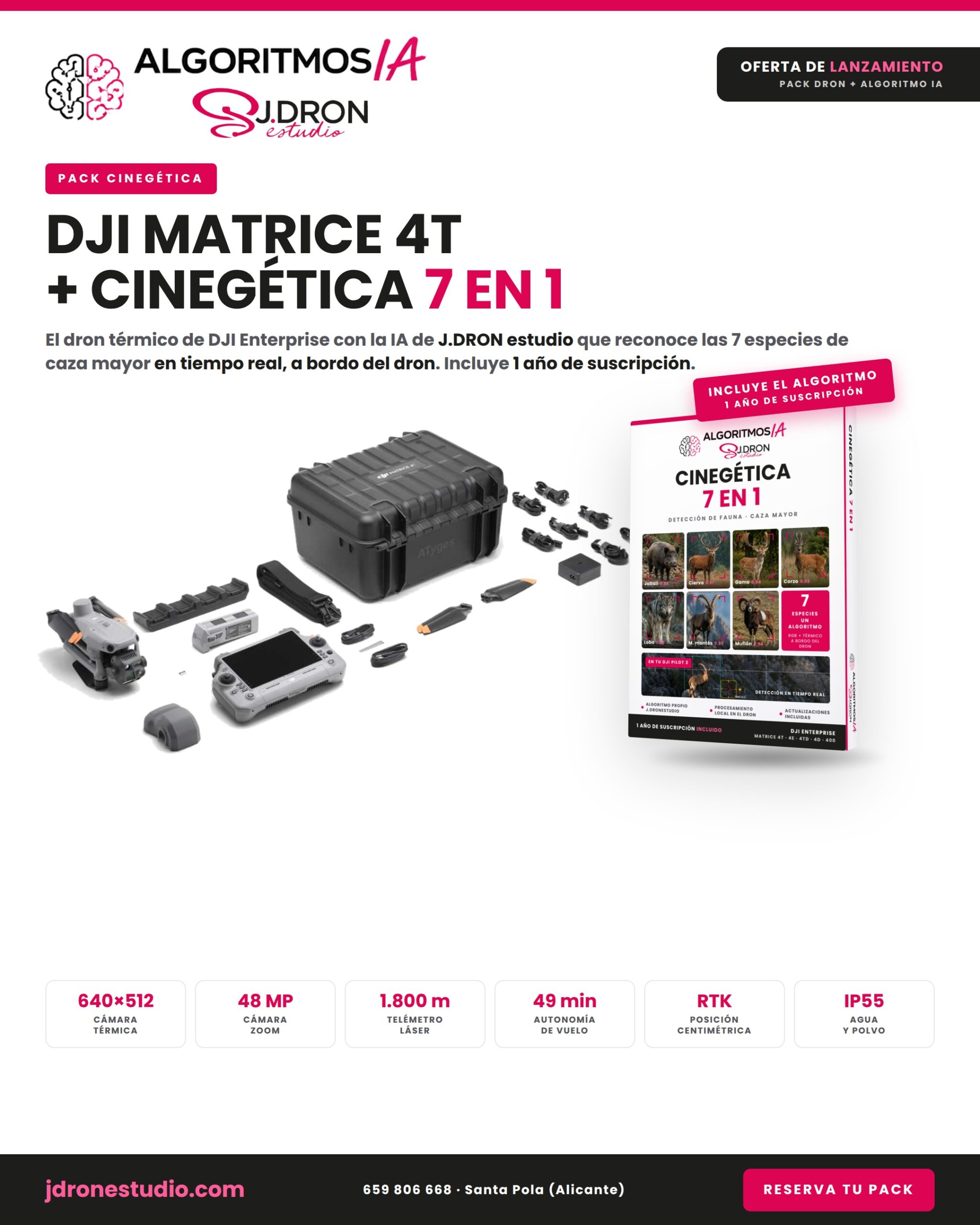 Pack DJI Matrice 4T + 1 batería + IA Cinegética 7 en 1 - Imagen 2