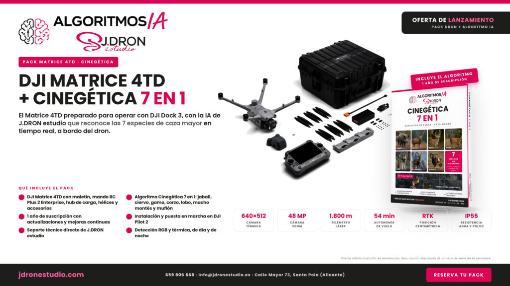 Pack DJI Matrice 4TD + 1 batería + IA Cinegética 7 en 1