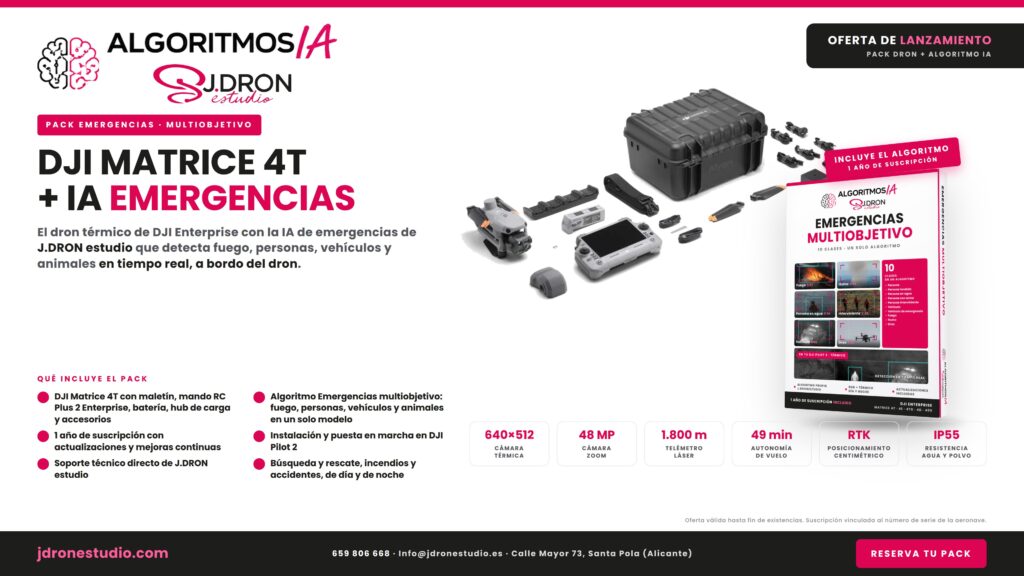 Pack DJI Matrice 4T + 4 baterías + IA de Emergencias