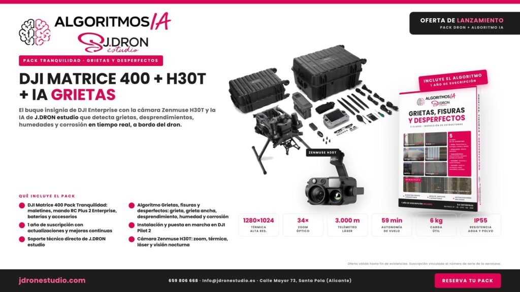 Pack DJI Matrice 400 + Zenmuse H30T + IA Grietas y desperfectos