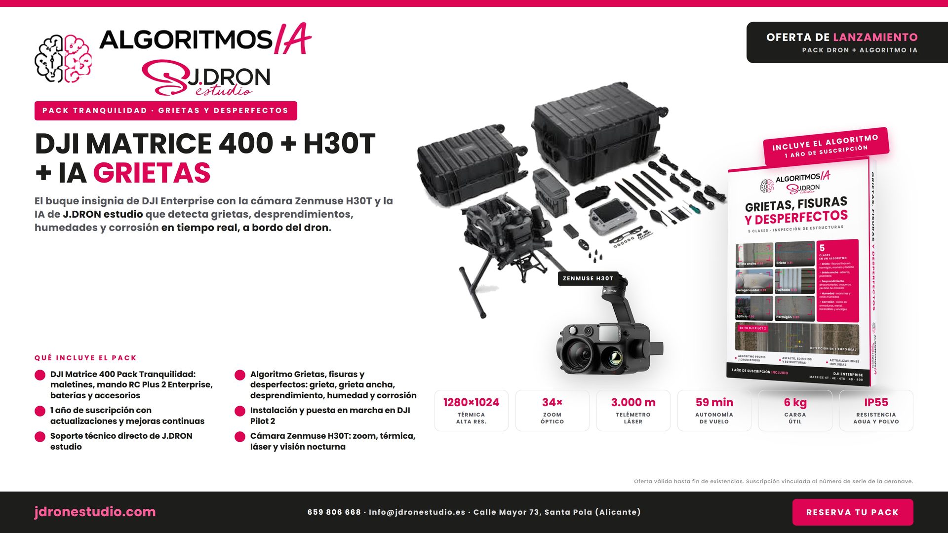 Pack DJI Matrice 400 + Zenmuse H30T + IA Grietas y desperfectos