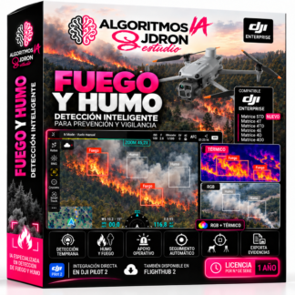 Caja del algoritmo de IA Detección de fuego y humo de JDRONESTUDIO para drones DJI Enterprise, licencia de 1 año