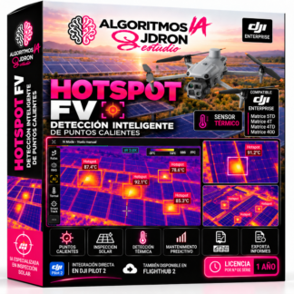 Caja del algoritmo de IA Puntos calientes en paneles solares de JDRONESTUDIO para drones DJI Enterprise, licencia de 1 año