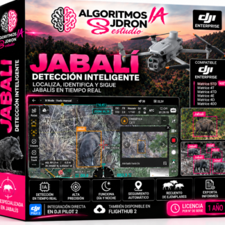 Caja del algoritmo de IA Detección de jabalí de JDRONESTUDIO para drones DJI Enterprise, licencia de 1 año